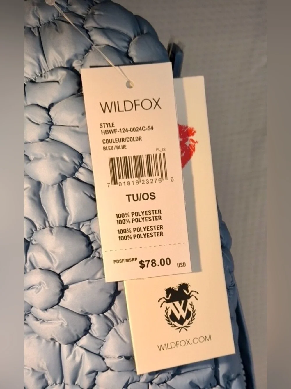 Wildfox Light Blue Quilted Floral Sling Backpack